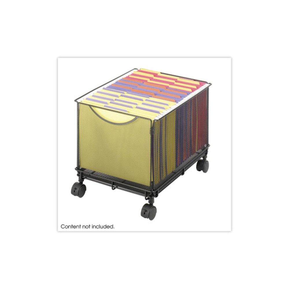 Onyx Mesh Mobile File Cube, Metal, 1 Bin, 13.5" x 16.75" x 13", Black