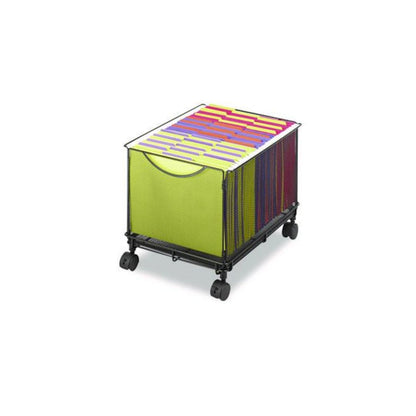 Onyx Mesh Mobile File Cube, Metal, 1 Bin, 13.5" x 16.75" x 13", Black