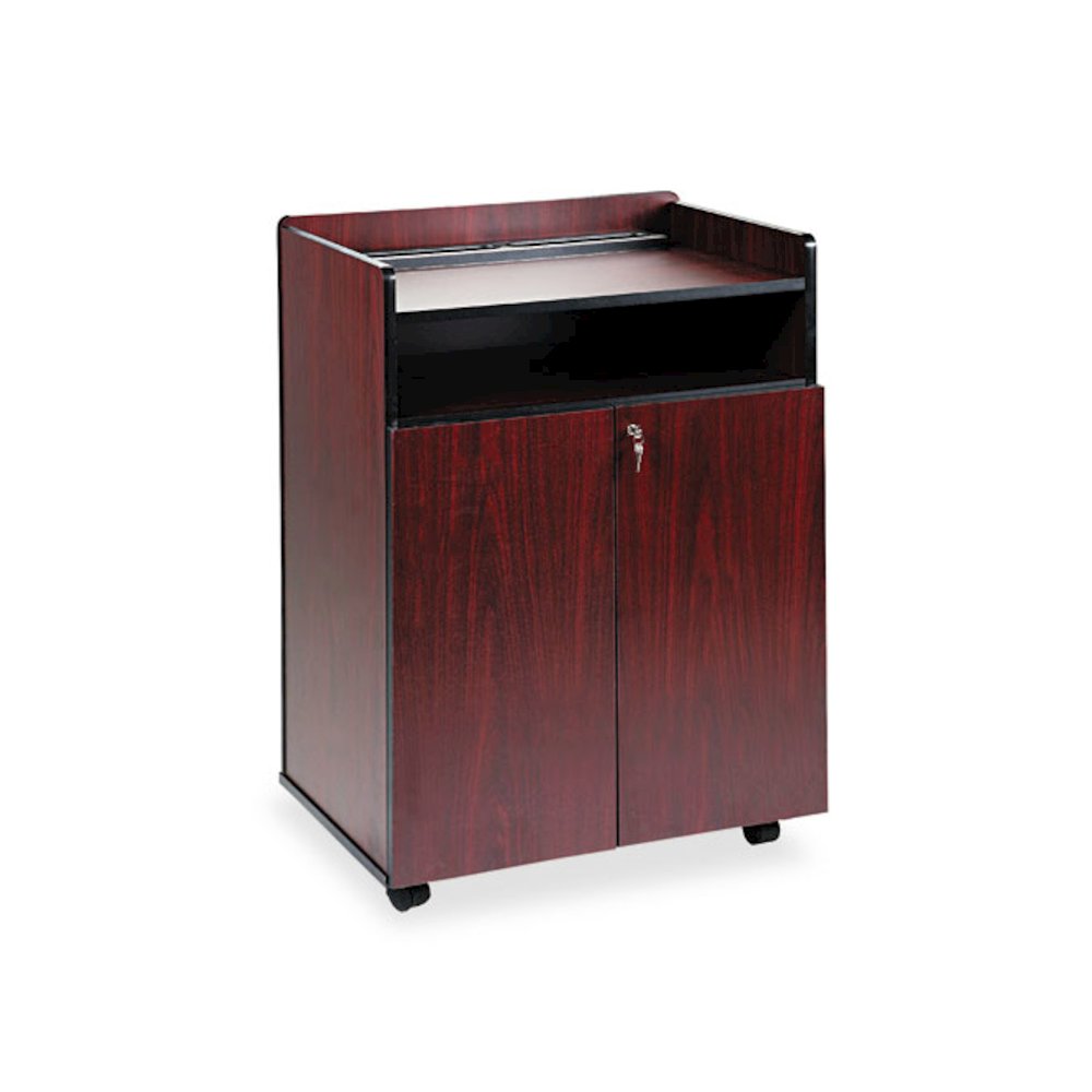 Executive Mobile Presentation Stand, 29.5 x 20.5 x 40.75, Mahogany
