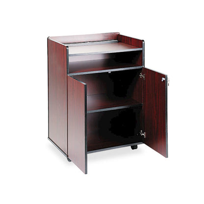 Executive Mobile Presentation Stand, 29.5 x 20.5 x 40.75, Mahogany