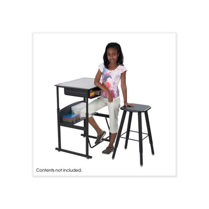 AlphaBetter Adjustable-Height Student Stool, Backless, Supports Up to 250 lb, 35.5" Seat Height, Black