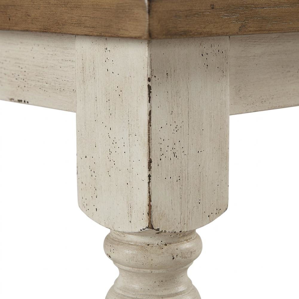 Antique White and Distressed Oak 6-Piece Dining Set with Chairs and Bench