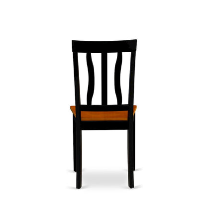 Antique Kitchen Dining Chairs - Slat Back Wooden Seat Chairs, Set of 2