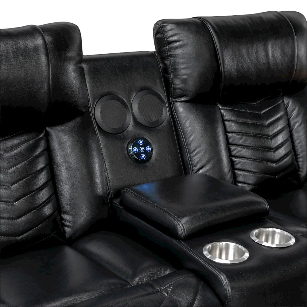 Sensa Power Reclining Loveseat.withBluetooth Speaker with Led Belt Black