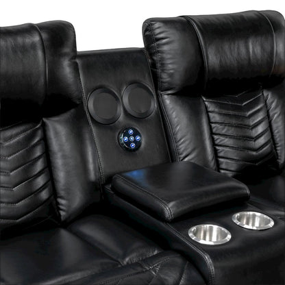 Sensa Power Reclining Loveseat.withBluetooth Speaker with Led Belt Black