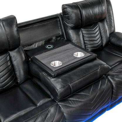 Sensa Power Reclining Sofa withTable withLed Belt Black