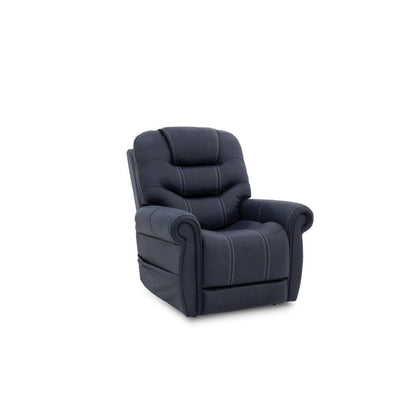 Blue Power Recliner with Adjustable Headrest, Lumbar Support, and Heat