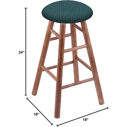 Maple Round Cushion 24" Swivel Counter Stool with Smooth Legs, Medium Finish, and Graph Tidal Seat