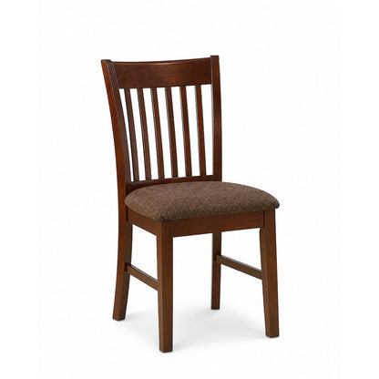 Mahogany Finish Upholstered Dining Chairs Set of 2 with Linen Fabric Cushions
