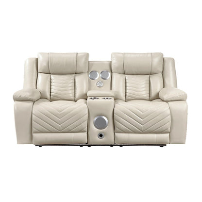 Sensa Power Reclining Loveseat.withBluetooth Speaker with Led Belt Beige