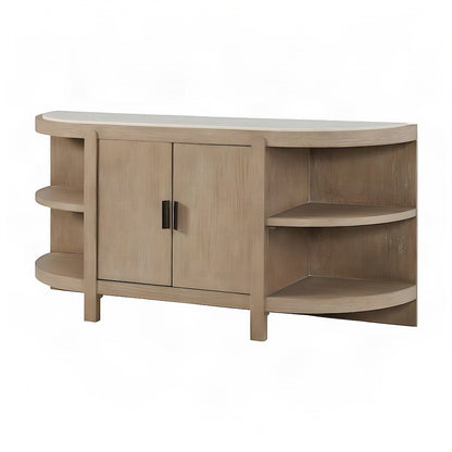 Elements Curved 2-Door Console Table Marble Top - Toffee