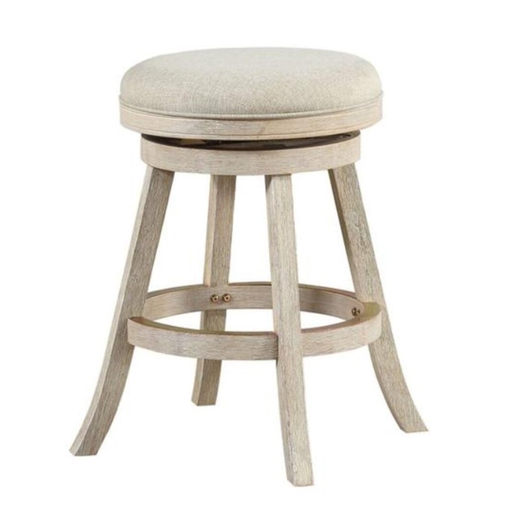 Fenton Swivel Backless Counter Stool - Ivory Wire-Brush