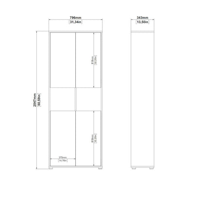 6 Shelf Boockase with 4 Doors, Home Office Storage
