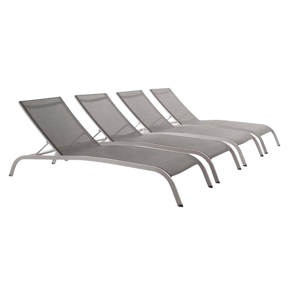 Outdoor Patio Chaise Lounge Set Of 4 With Comfortable Design