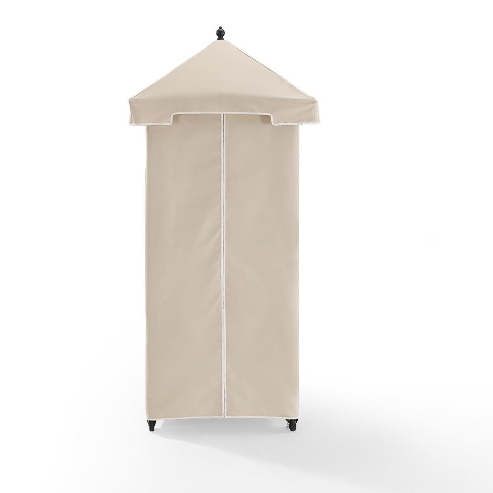 Stylish Beige Outdoor Wicker Towel Valet with Weather-Resistant Features
