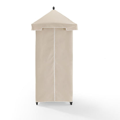 Stylish Beige Outdoor Wicker Towel Valet with Weather-Resistant Features