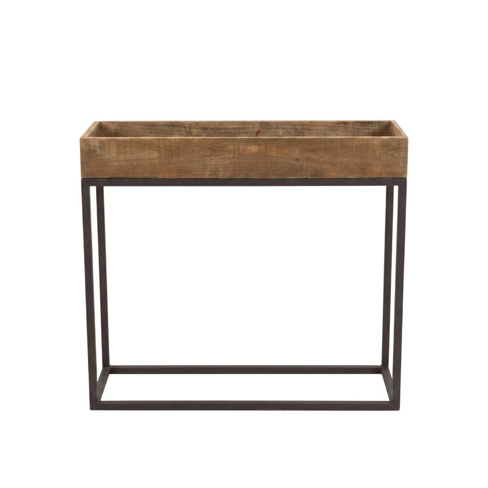 Set Of Three Rustic Recycled Wood Console Trays On Metal Bases