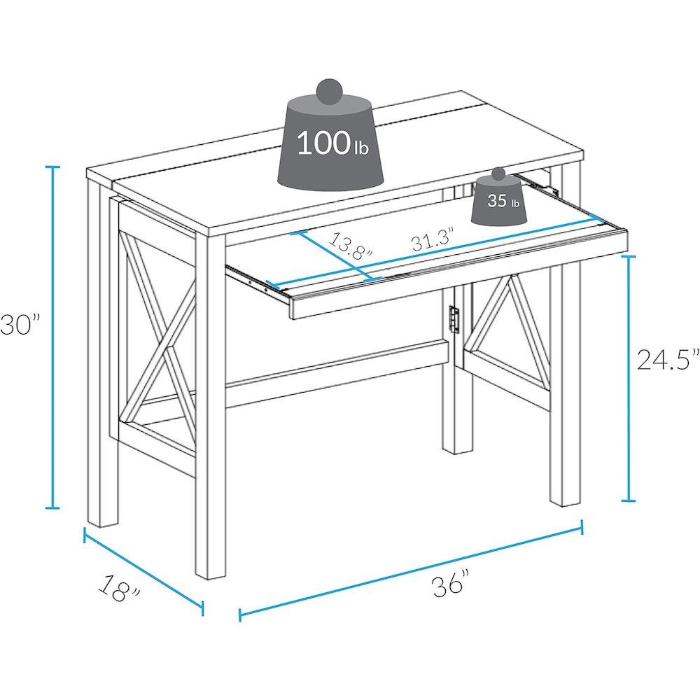 Montego Folding Desk with Pull-Out-Espresso