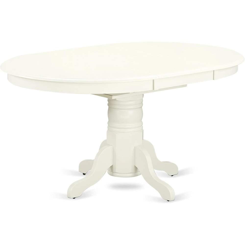 East West Furniture AVDA5-LWH-29 5 Piece Dining Set Includes an Oval Wooden Table with Butterfly Leaf and 4 Upholstered Chairs, 60x42 Inch, Linen White