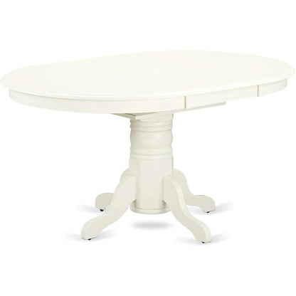 East West Furniture AVDA5-LWH-29 5 Piece Dining Set Includes an Oval Wooden Table with Butterfly Leaf and 4 Upholstered Chairs, 60x42 Inch, Linen White