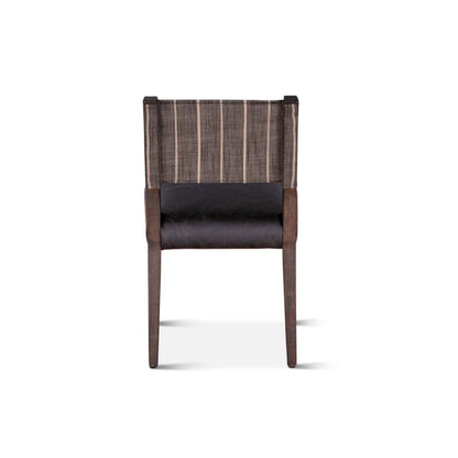 Lila Dining Chair in Black Leather and Linen