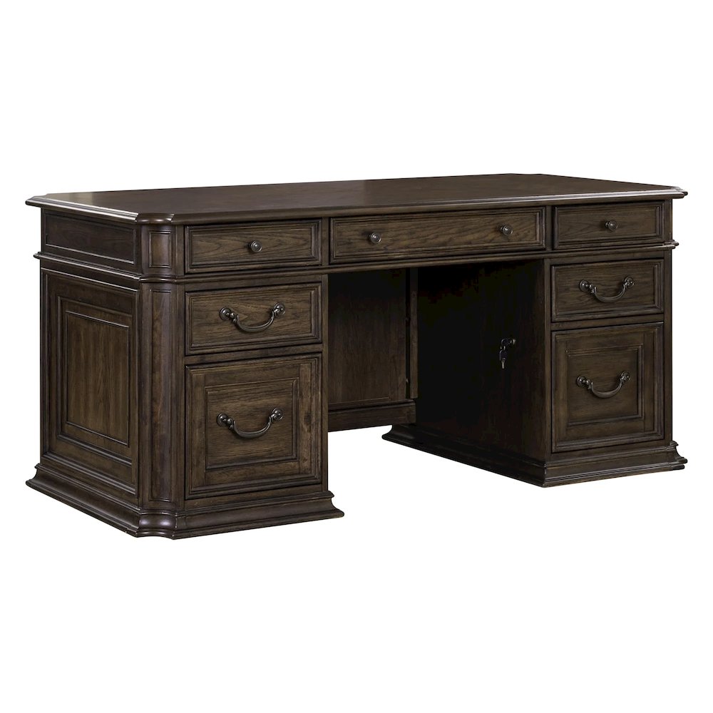 Executive Desk with Locking File Storage Drawers Home Office
