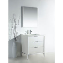 Divani 30'' Gloss White Vanity W/ Quartz Counter Top  (Back Splash Free)