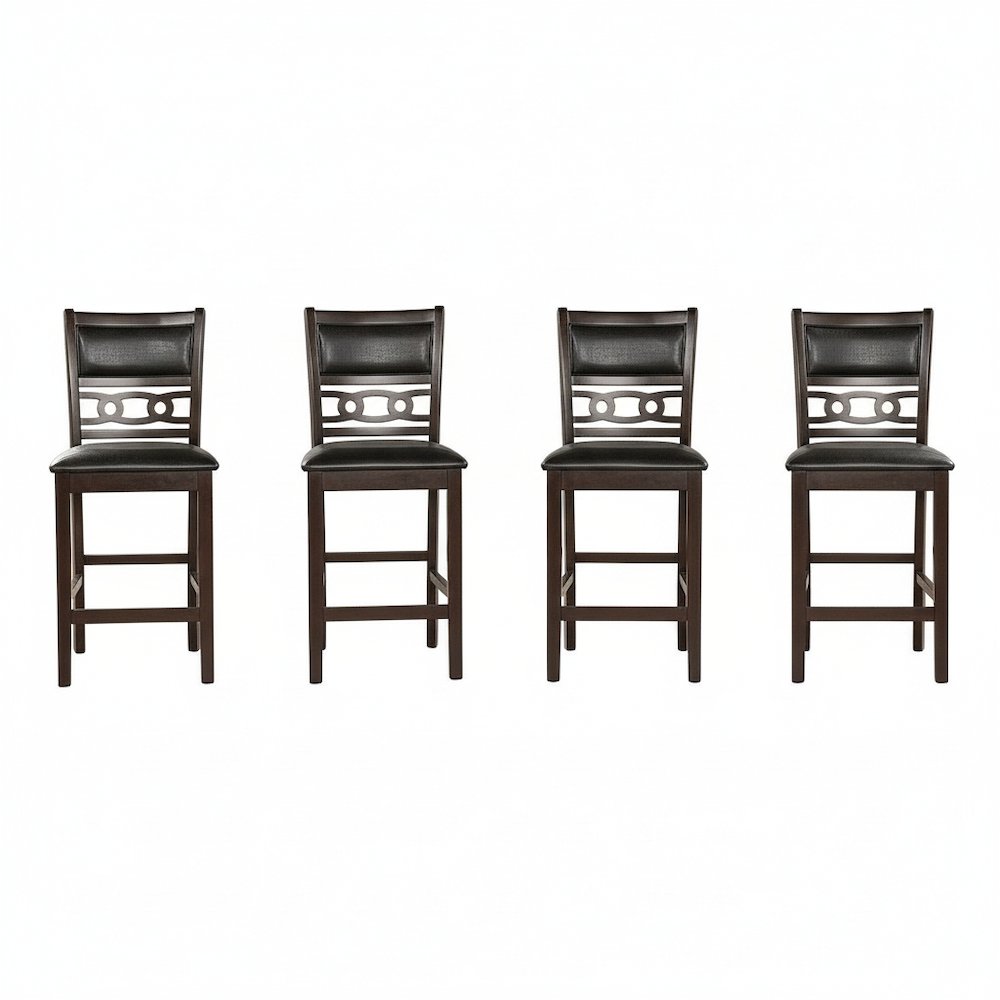 Gia Ebony Wood Counter Chair with PU Seat (Set of 4)