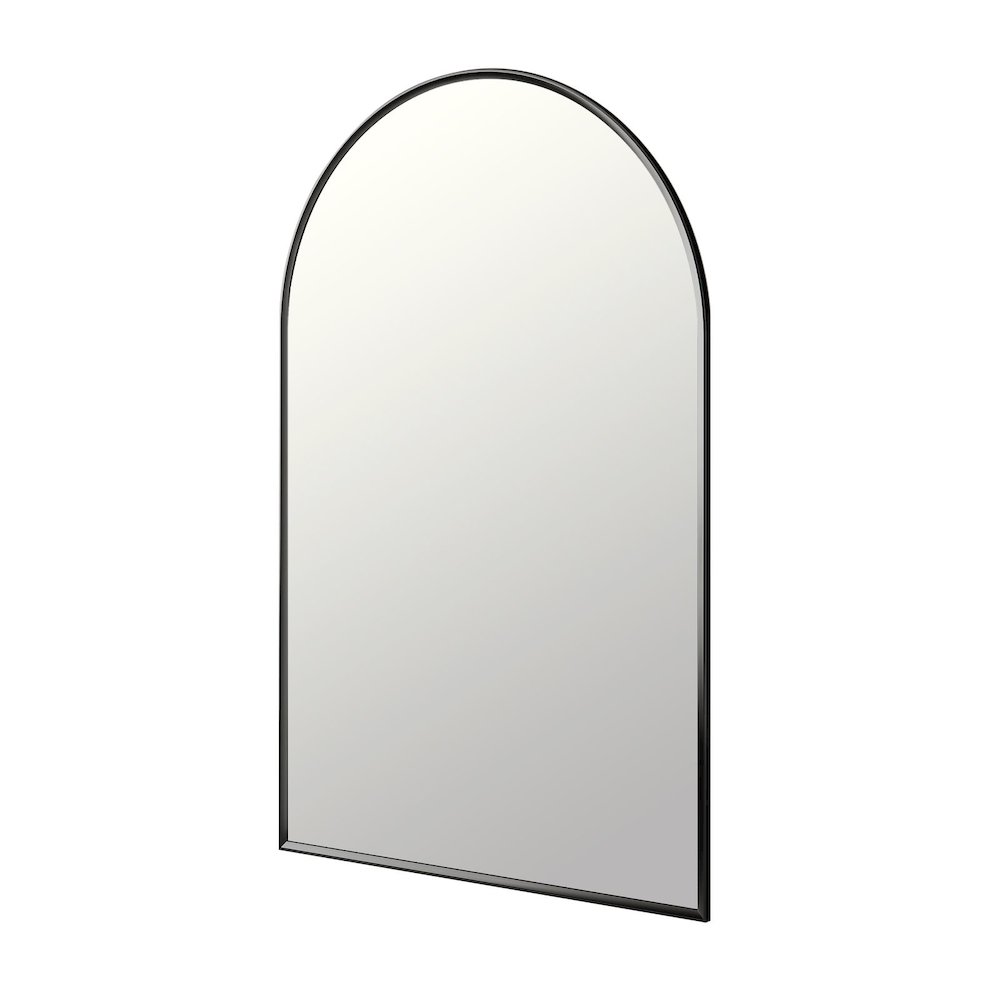 Benoni 24" Classic Domed Bathroom/Vanity Matt Black Aluminum Framed Wall Mirror