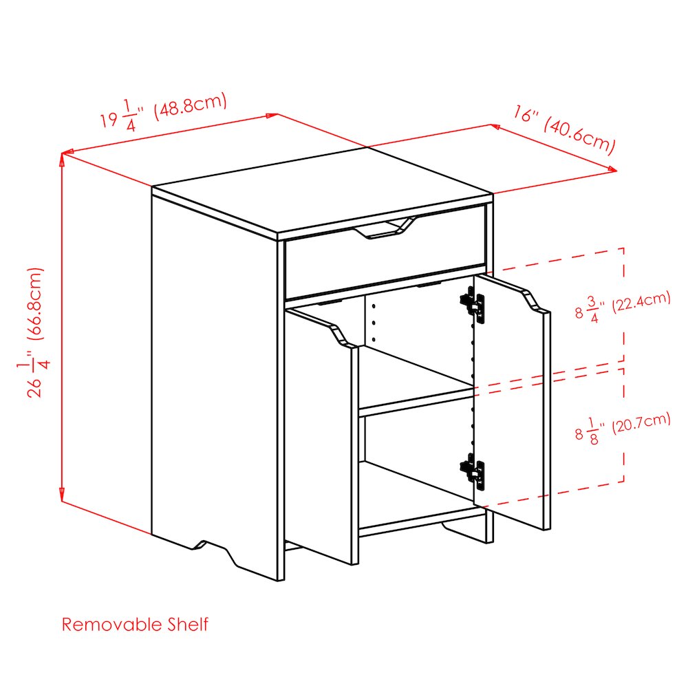 Nova 1-Drawer Storage Cabinet, White