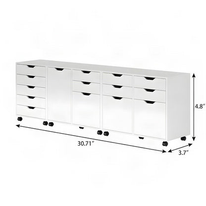 Contemporary 3-Piece File Drawer Floor Cabinet Set with Office Shelves, White
