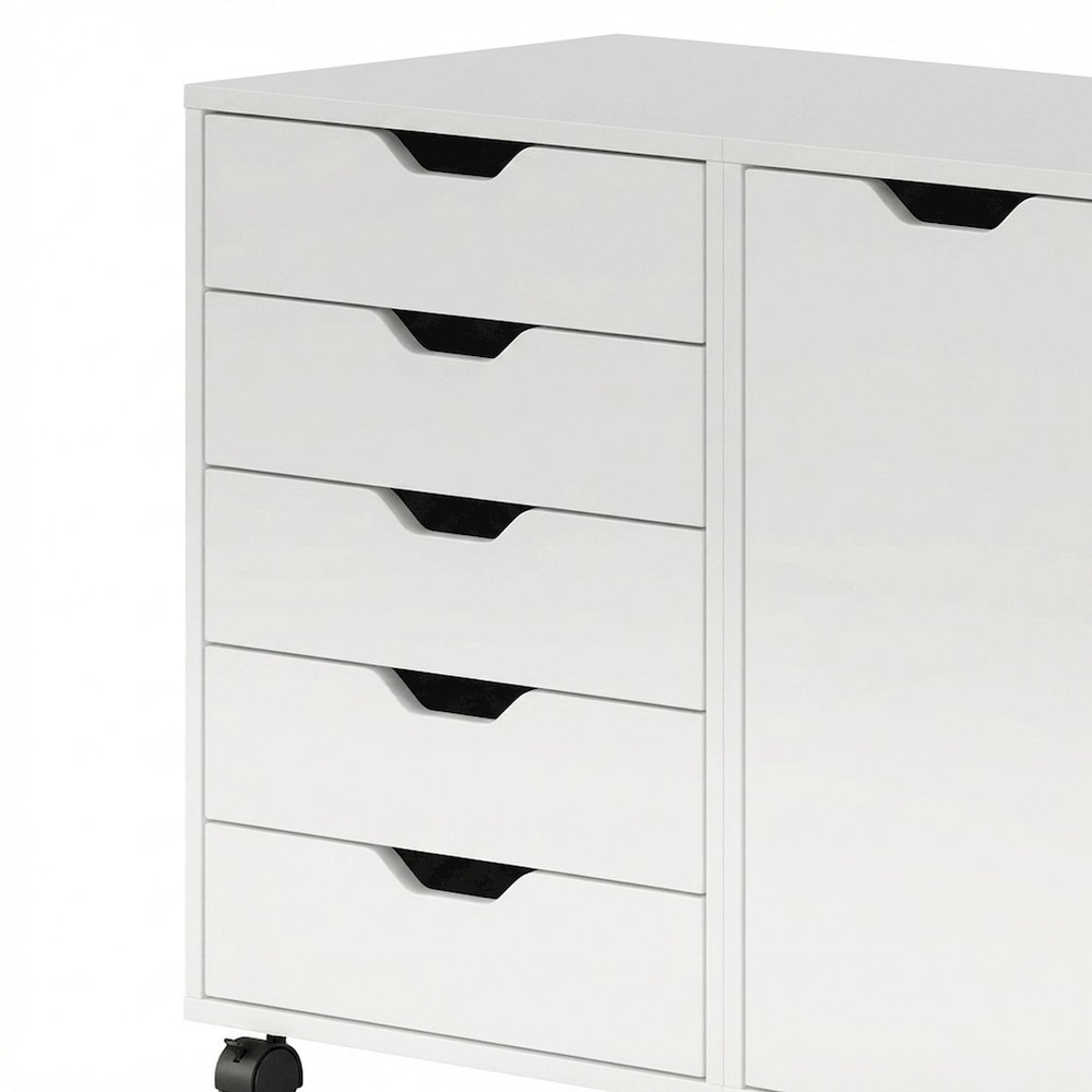 Contemporary 3-Piece File Drawer Floor Cabinet Set with Office Shelves, White