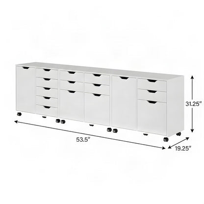 Laminate Floor Cabinet Set with File Drawer for Office Storage, Blueberry