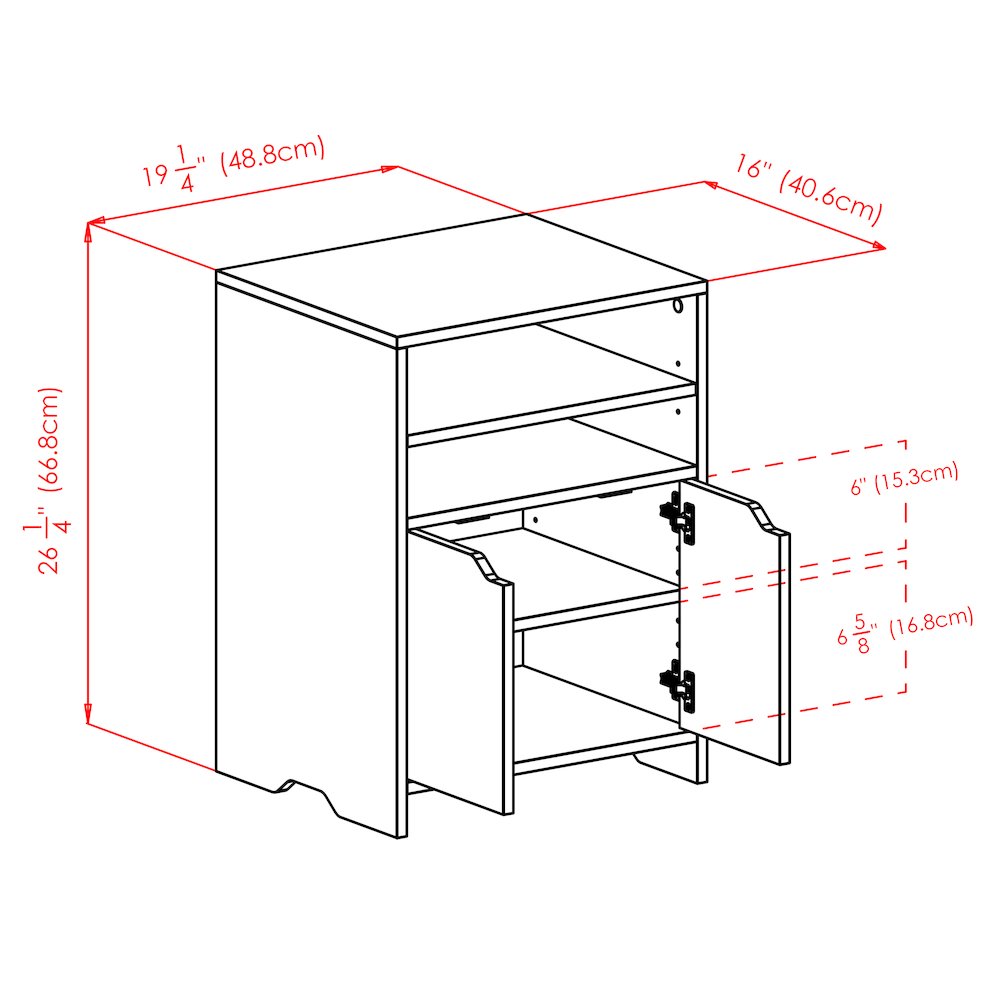 Nova Open Shelf Storage Cabinet, White