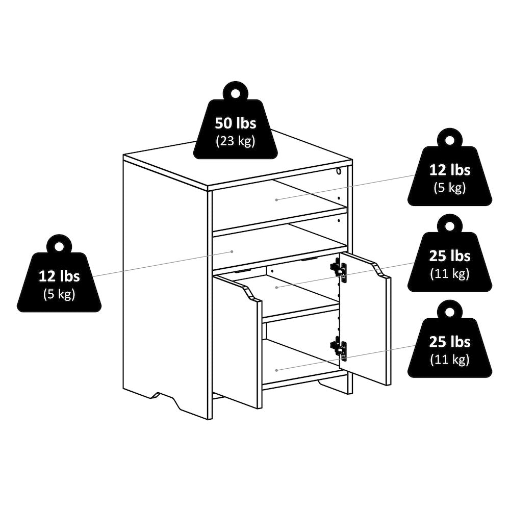 Nova Open Shelf Storage Cabinet, White