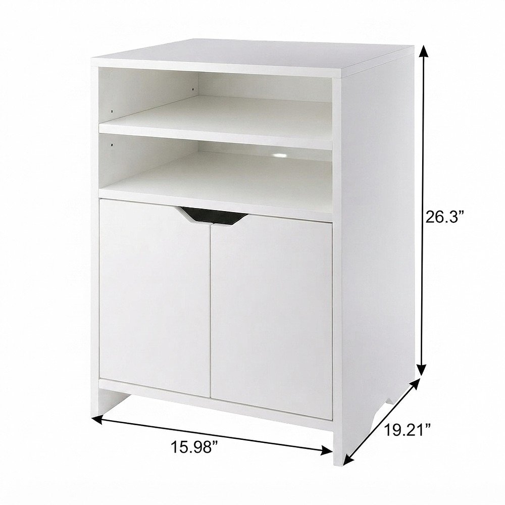 Composite Wood Shelving Unit with Open Shelves for Kitchen or Office, White