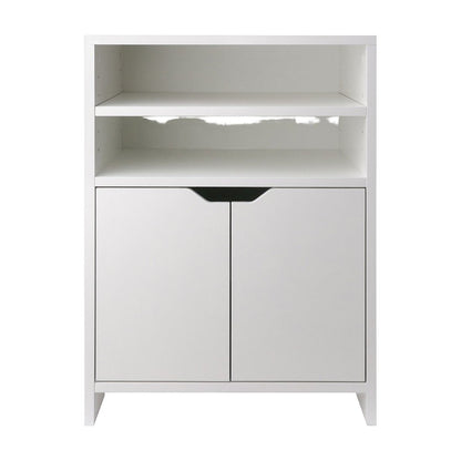 Composite Wood Shelving Unit with Open Shelves for Kitchen or Office, White