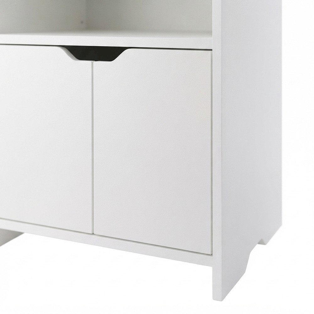 Composite Wood Shelving Unit with Open Shelves for Kitchen or Office, White
