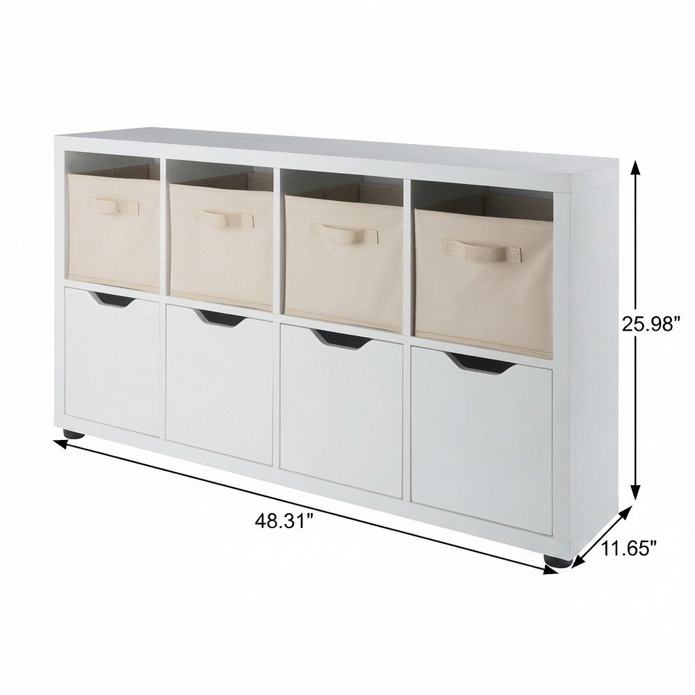 Composite Wood 5-Piece Kitchen Cabinet Set with Doors and Shelves, White