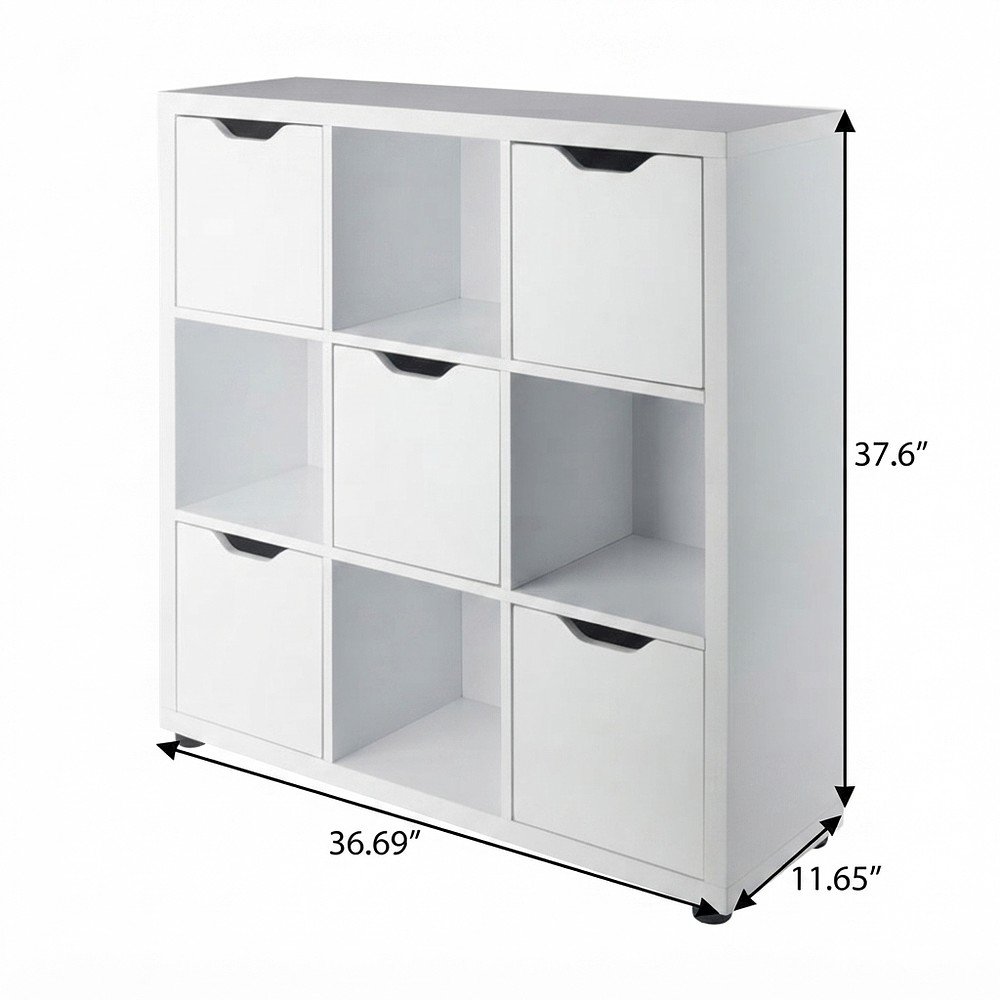 Composite Wood Cube Shelf Unit with Open Cubbies and Shelving, White