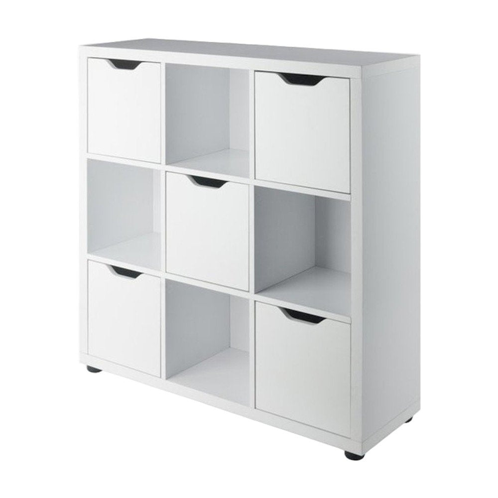 Composite Wood Cube Shelf Unit with Open Cubbies and Shelving, White