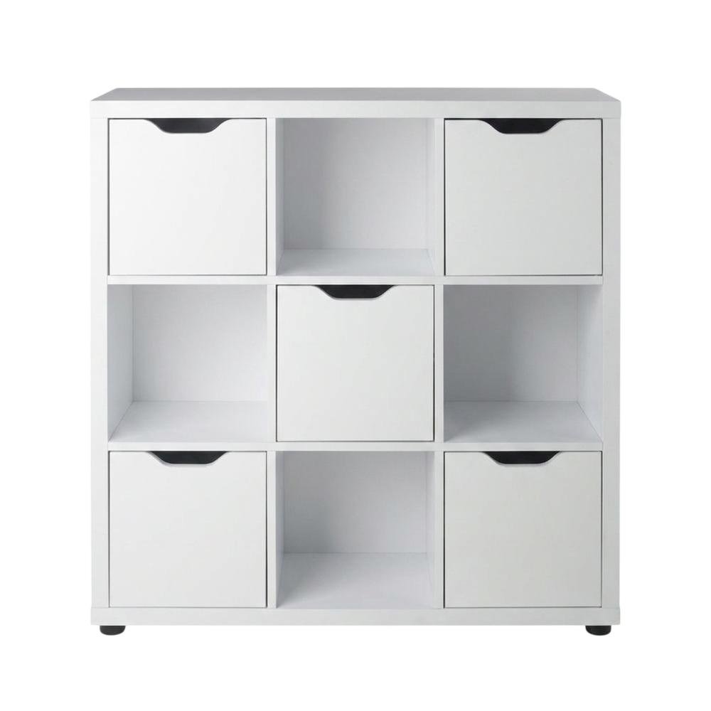 Composite Wood Cube Shelf Unit with Open Cubbies and Shelving, White