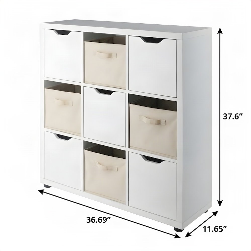 Composite Wood 5-Piece Office Storage Cabinet Set with Cube Shelves, White