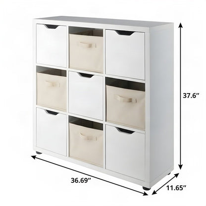Composite Wood 5-Piece Office Storage Cabinet Set with Cube Shelves, White