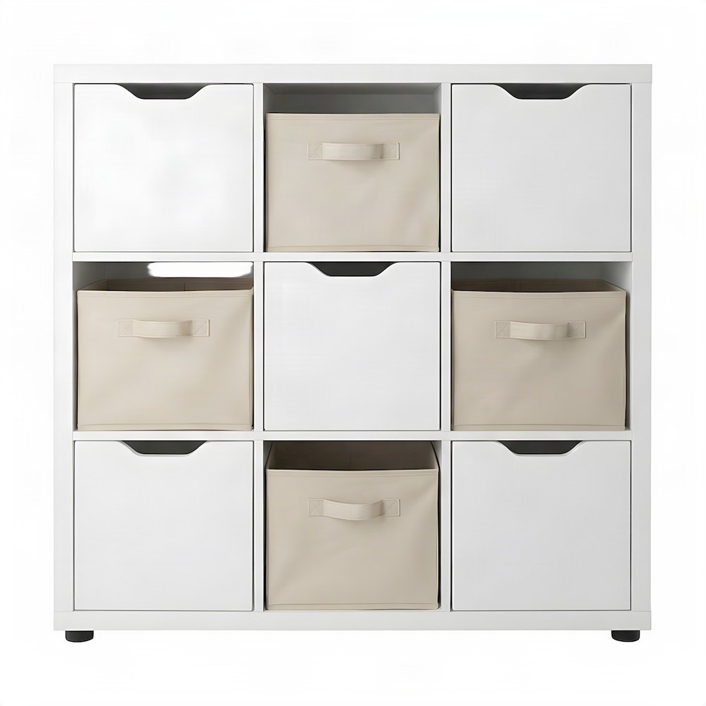 Composite Wood 5-Piece Office Storage Cabinet Set with Cube Shelves, White