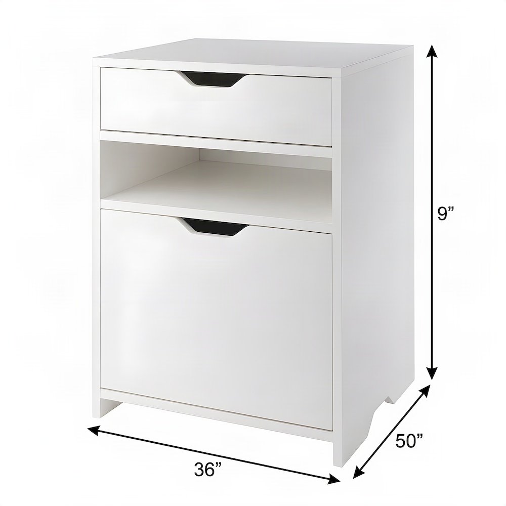 Composite Wood Filing Storage Floor Cabinet, Office File Cabinet, White