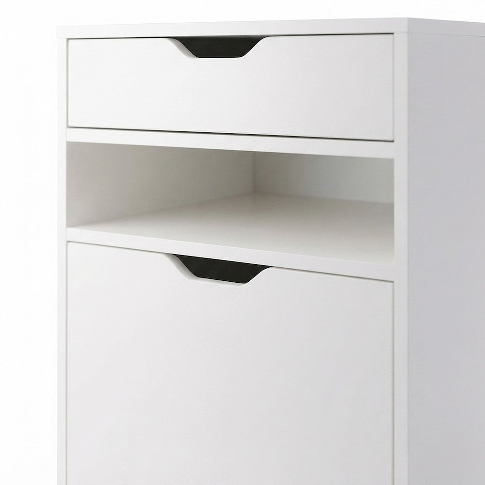 Composite Wood Filing Storage Floor Cabinet, Office File Cabinet, White