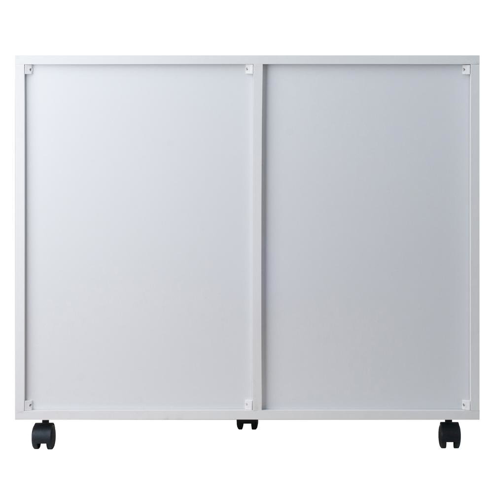 Composite Wood Office Storage Cabinet with Drawers and Locking Casters, White