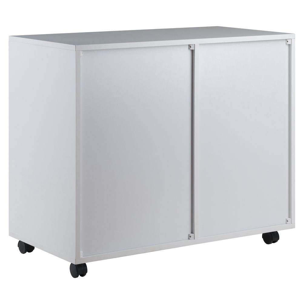 Composite Wood Office Storage Cabinet with Drawers and Locking Casters, White