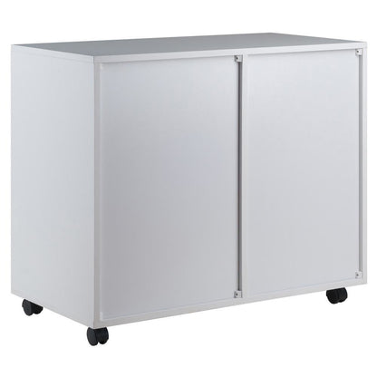 Composite Wood Office Storage Cabinet with Drawers and Locking Casters, White